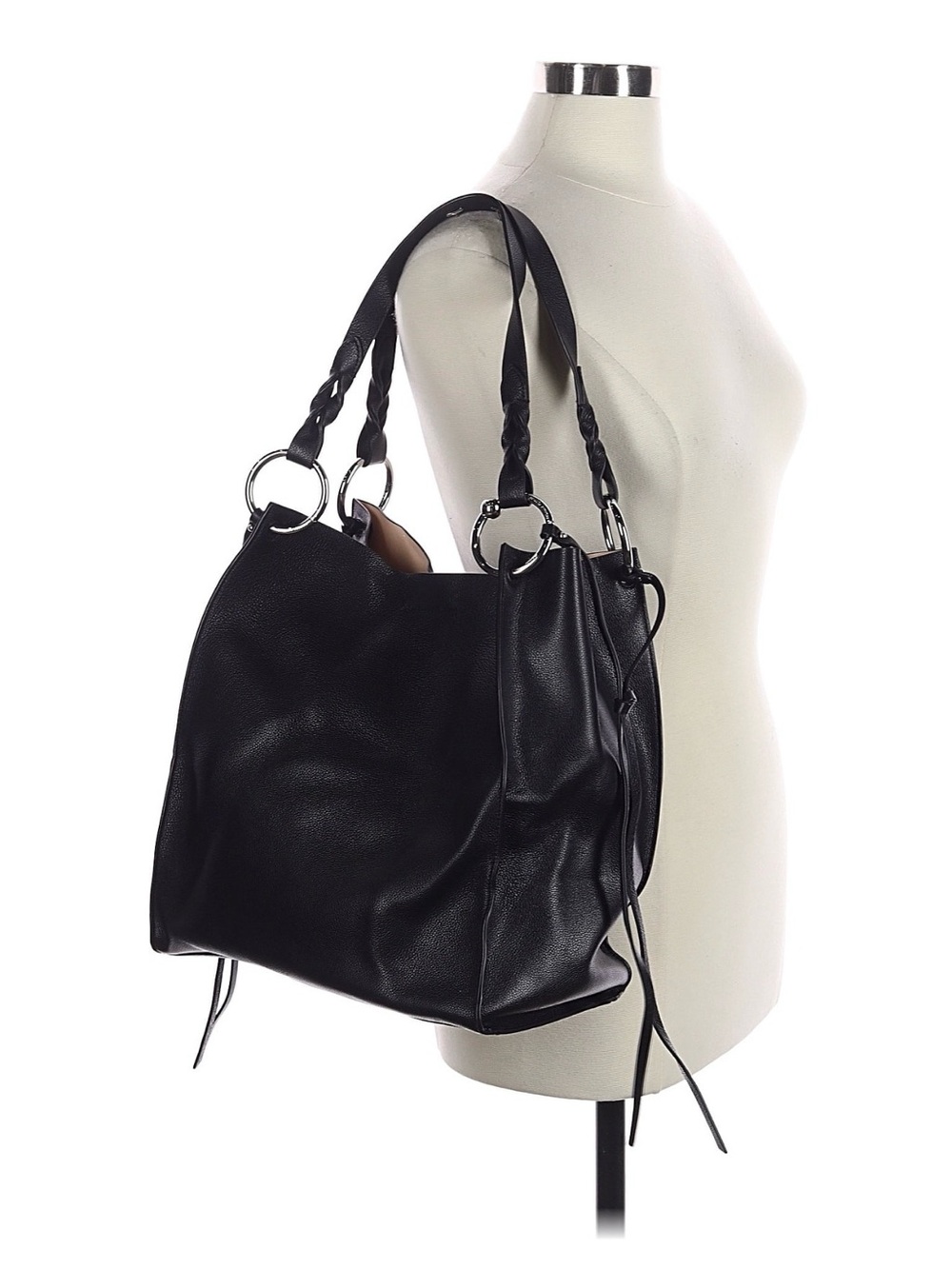 Rebecca Minkoff Black Leather Hobo with Braided Handles